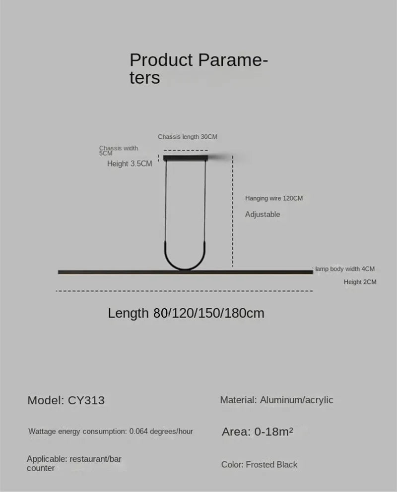 Home Decor Hanging Lighting Fixture Modern Minimalist LED Ceiling Chandelier for Table Dining Room Kitchen Island Pendant Lamp