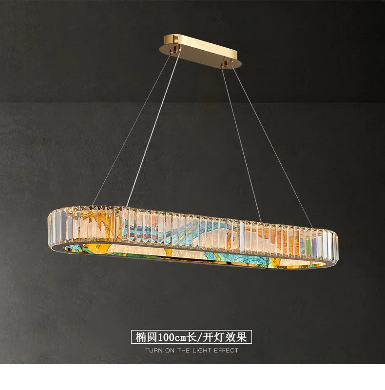 Luxury Staircase Creative Personality Designer Crystal Chandelier Chinese Glazed Enamel Living Room Dining Room Bar Light