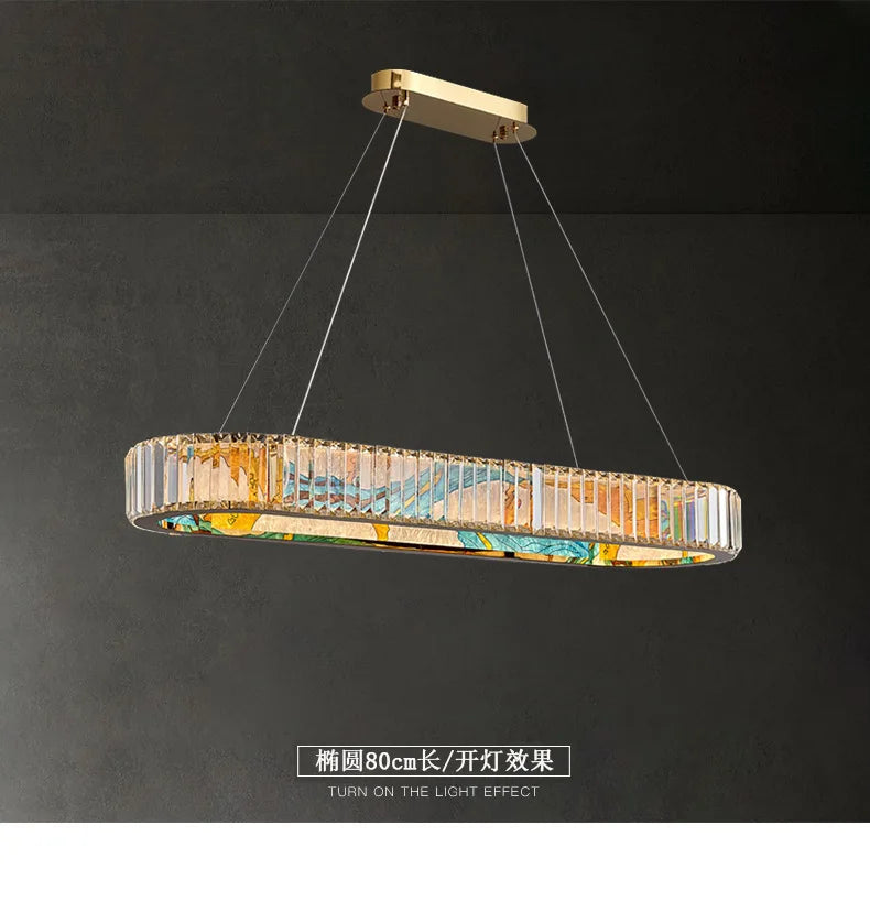 Luxury Staircase Creative Personality Designer Crystal Chandelier Chinese Glazed Enamel Living Room Dining Room Bar Light