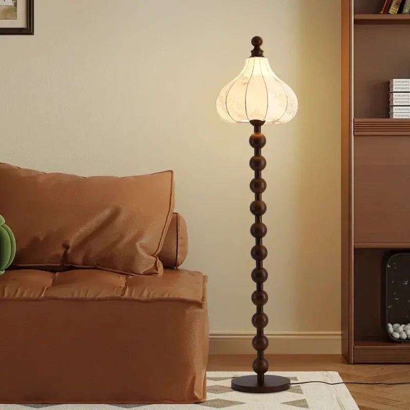 Chinese Style Luxury Cloth Floor Lamp Retro Art Living Room Bedroom Study Villa Hotel LED Decorative Standing Lighting Fixtures