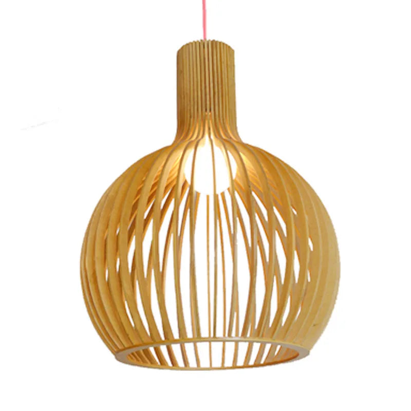 Japanese Retro Wooden Birdcage Pendant Light Creative Restaurant Rural Restaurant Tatami Lamp Pendant Light Home Decor Lighting