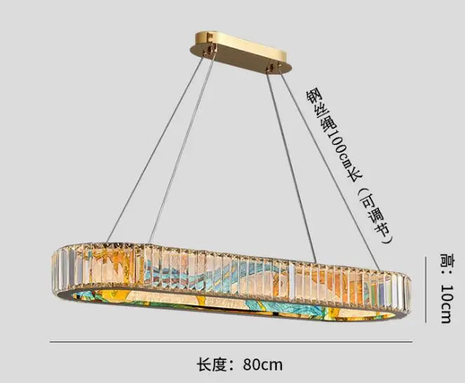 Luxury Staircase Creative Personality Designer Crystal Chandelier Chinese Glazed Enamel Living Room Dining Room Bar Light