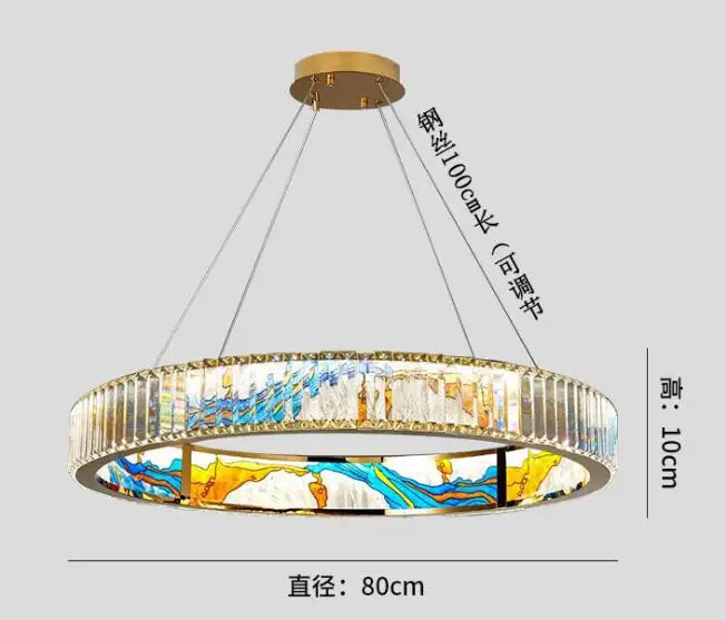 Luxury Staircase Creative Personality Designer Crystal Chandelier Chinese Glazed Enamel Living Room Dining Room Bar Light
