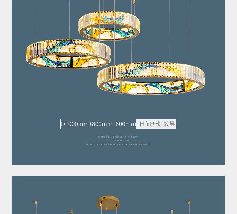 Luxury Staircase Creative Personality Designer Crystal Chandelier Chinese Glazed Enamel Living Room Dining Room Bar Light