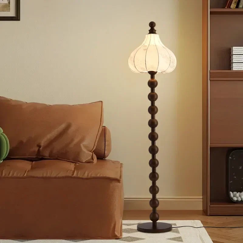 Chinese Style Luxury Cloth Floor Lamp Retro Art Living Room Bedroom Study Villa Hotel LED Decorative Standing Lighting Fixtures