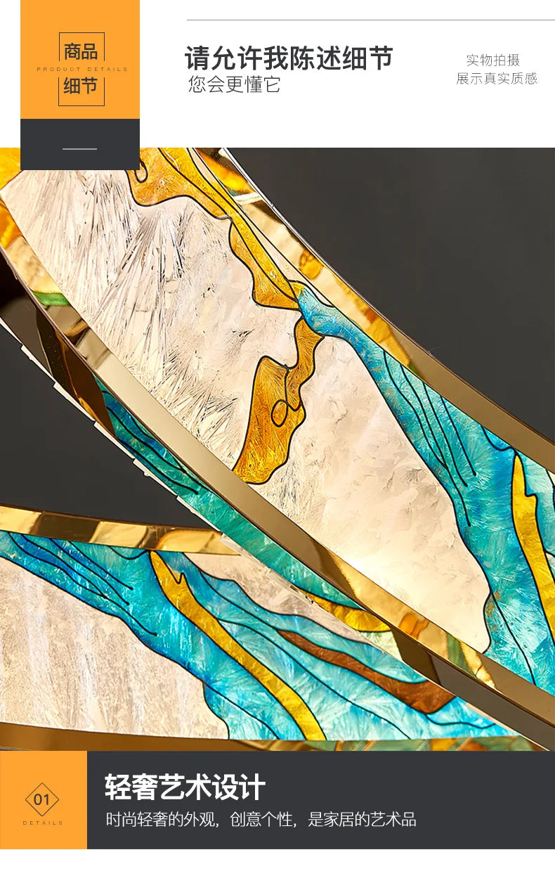 Luxury Staircase Creative Personality Designer Crystal Chandelier Chinese Glazed Enamel Living Room Dining Room Bar Light