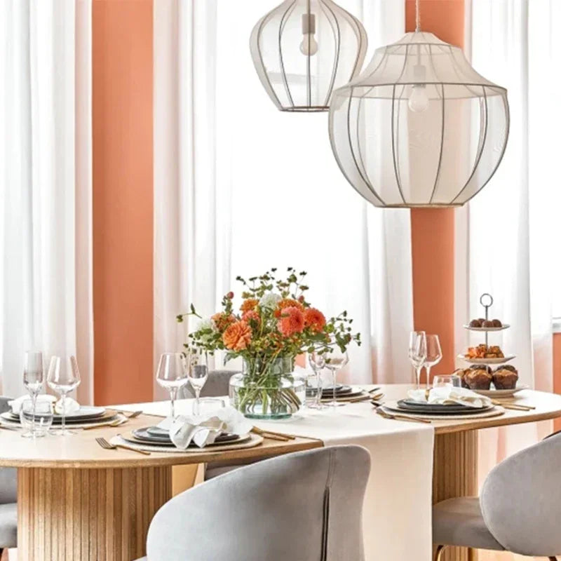 Danish Home Design Fabric Lamp for Living Room Sofa Home Decorations Bedroom Bedside Lamp Wabi Sabi Pendant Light