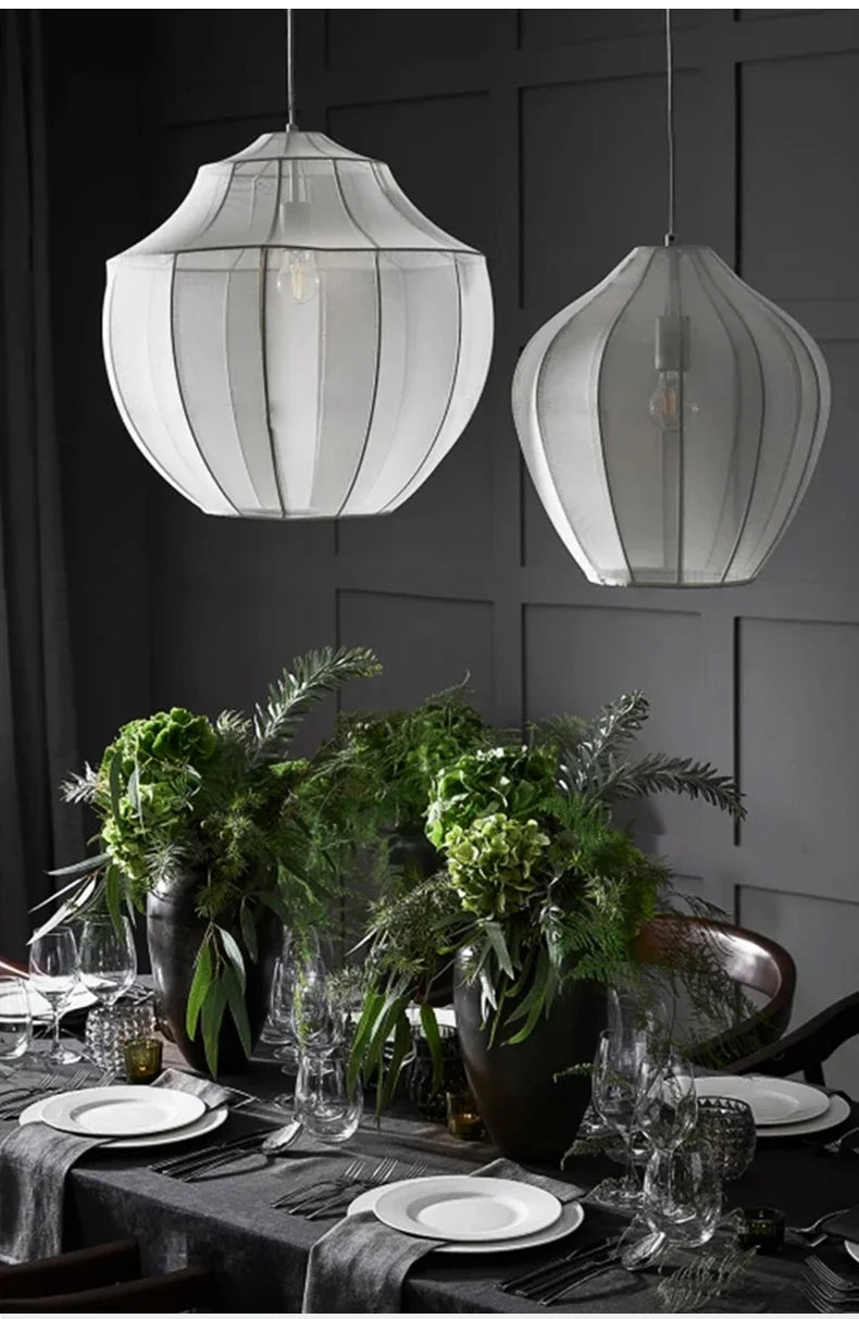 Danish Home Design Fabric Lamp for Living Room Sofa Home Decorations Bedroom Bedside Lamp Wabi Sabi Pendant Light