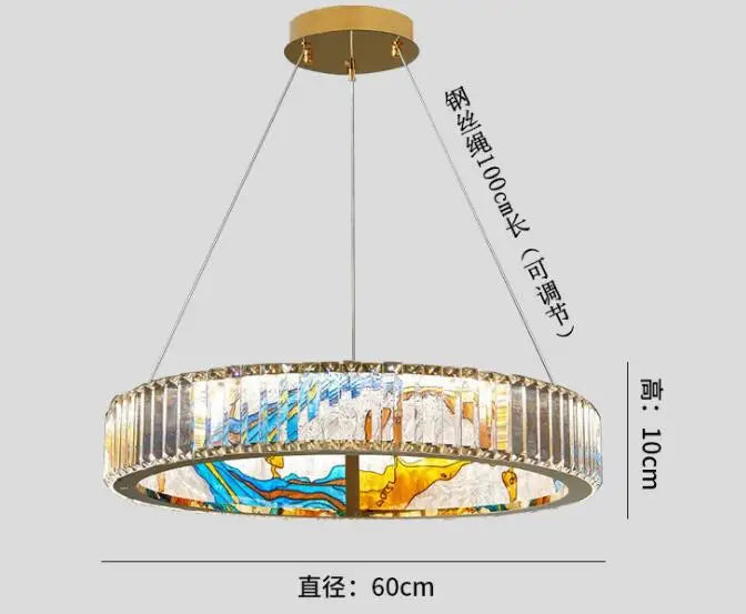 Luxury Staircase Creative Personality Designer Crystal Chandelier Chinese Glazed Enamel Living Room Dining Room Bar Light