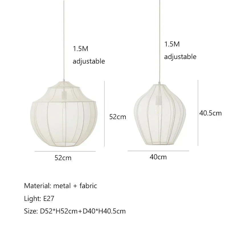 Danish Home Design Fabric Lamp for Living Room Sofa Home Decorations Bedroom Bedside Lamp Wabi Sabi Pendant Light