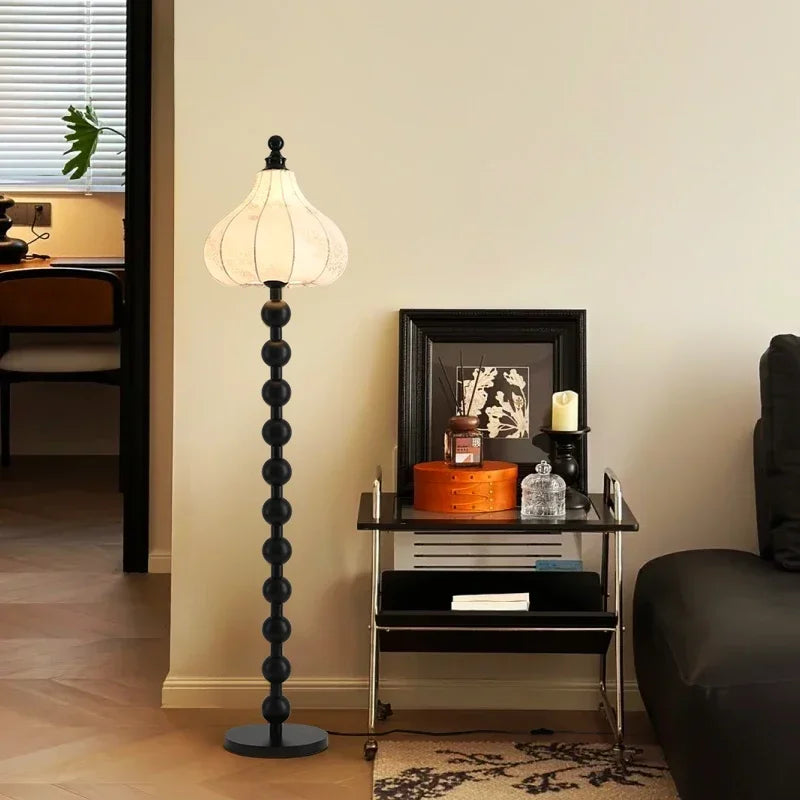 Chinese Style Luxury Cloth Floor Lamp Retro Art Living Room Bedroom Study Villa Hotel LED Decorative Standing Lighting Fixtures
