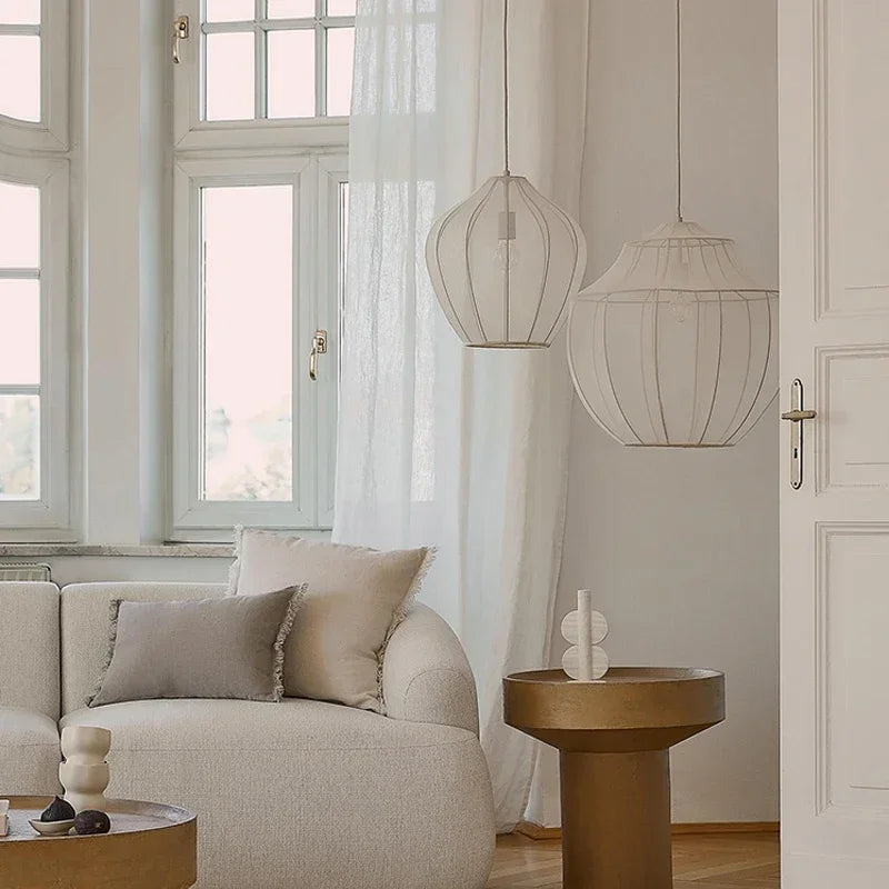 Danish Home Design Fabric Lamp for Living Room Sofa Home Decorations Bedroom Bedside Lamp Wabi Sabi Pendant Light