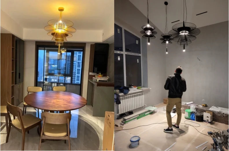 Luxury Metal Lustre Suspension Black Amd Gold Light for Living Dining Room Kitchen Island Lamp Vintage Gravity Origin Chandelier