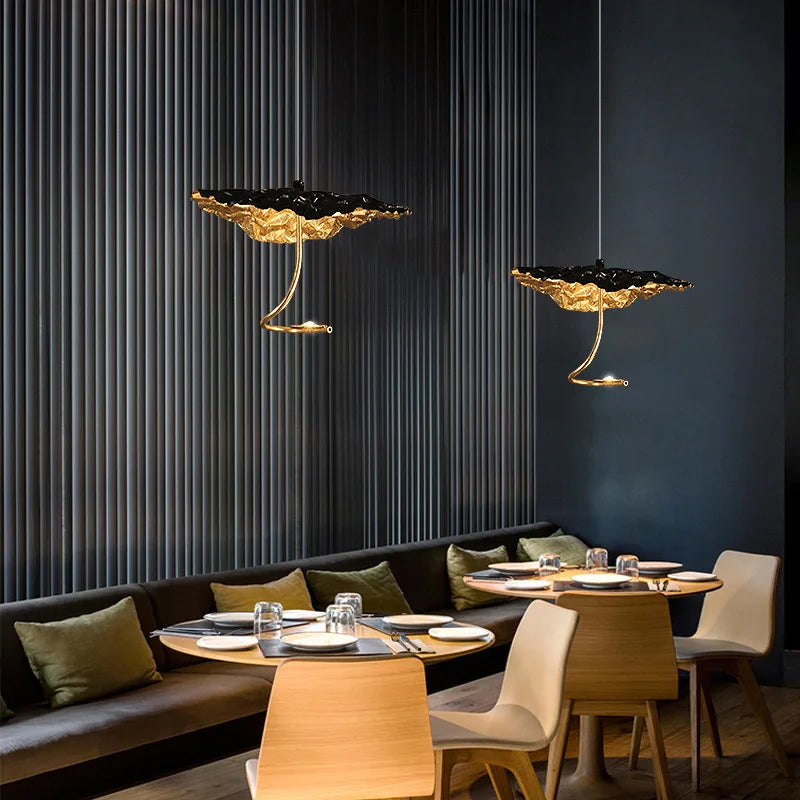 Modern Loft Copper Pendant Light Lotus Chandelier Indoor Lighting LED Ceiling Lamp for Living Dining Room Home Decoration