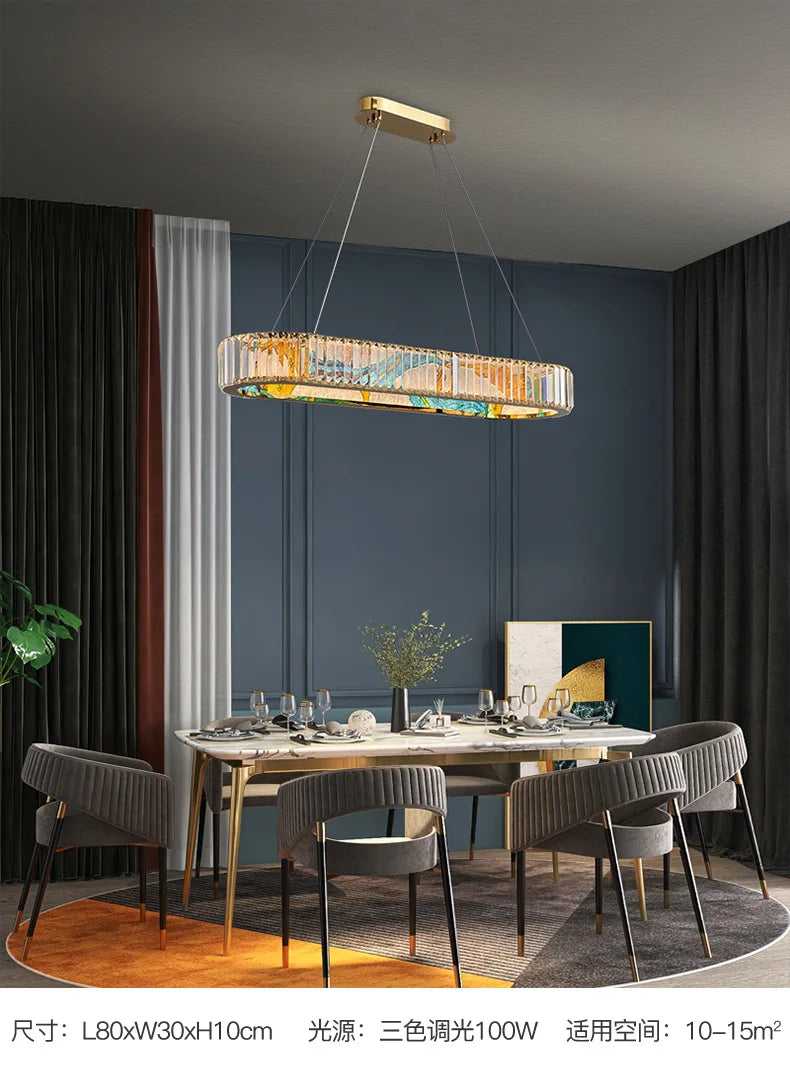 Luxury Staircase Creative Personality Designer Crystal Chandelier Chinese Glazed Enamel Living Room Dining Room Bar Light