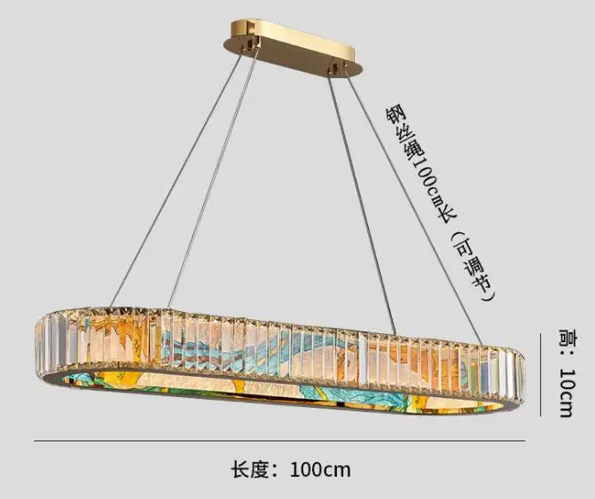 Luxury Staircase Creative Personality Designer Crystal Chandelier Chinese Glazed Enamel Living Room Dining Room Bar Light