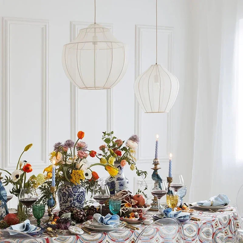 Danish Home Design Fabric Lamp for Living Room Sofa Home Decorations Bedroom Bedside Lamp Wabi Sabi Pendant Light