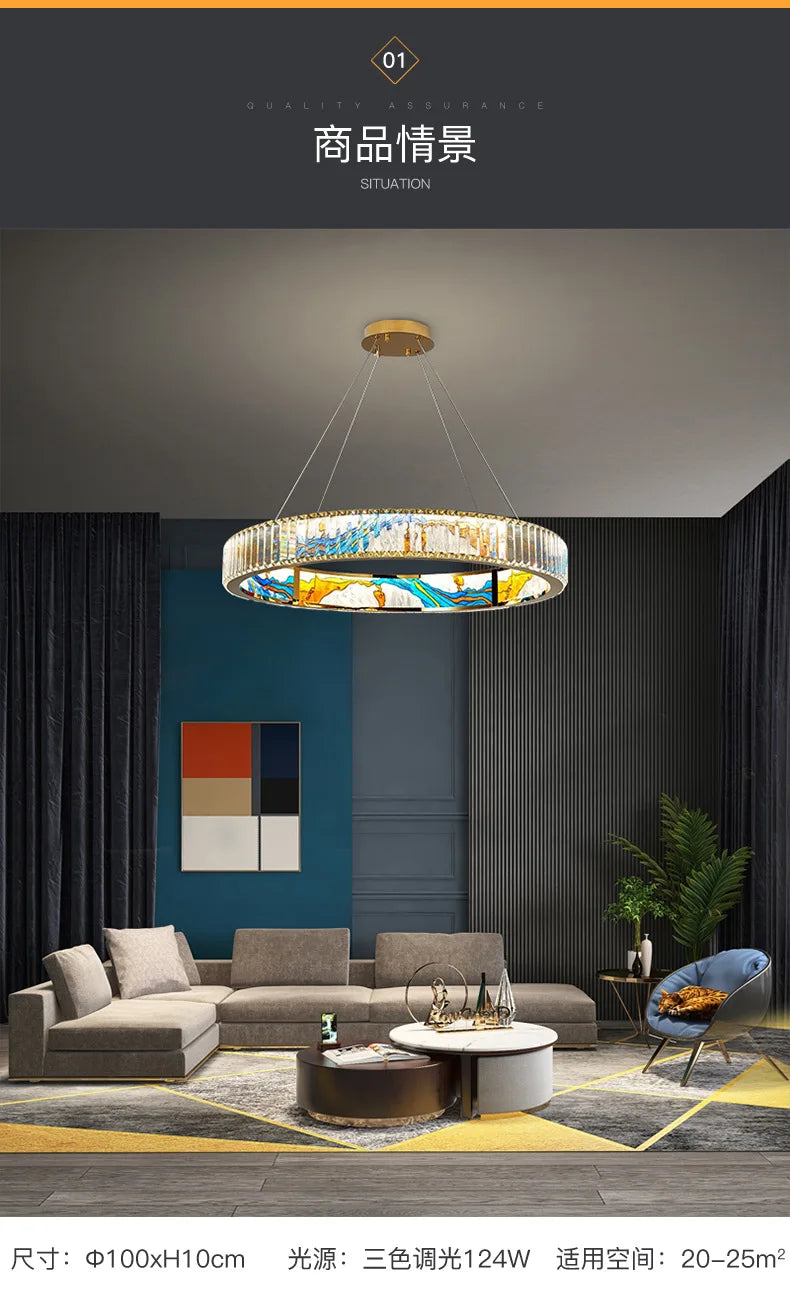 Luxury Staircase Creative Personality Designer Crystal Chandelier Chinese Glazed Enamel Living Room Dining Room Bar Light