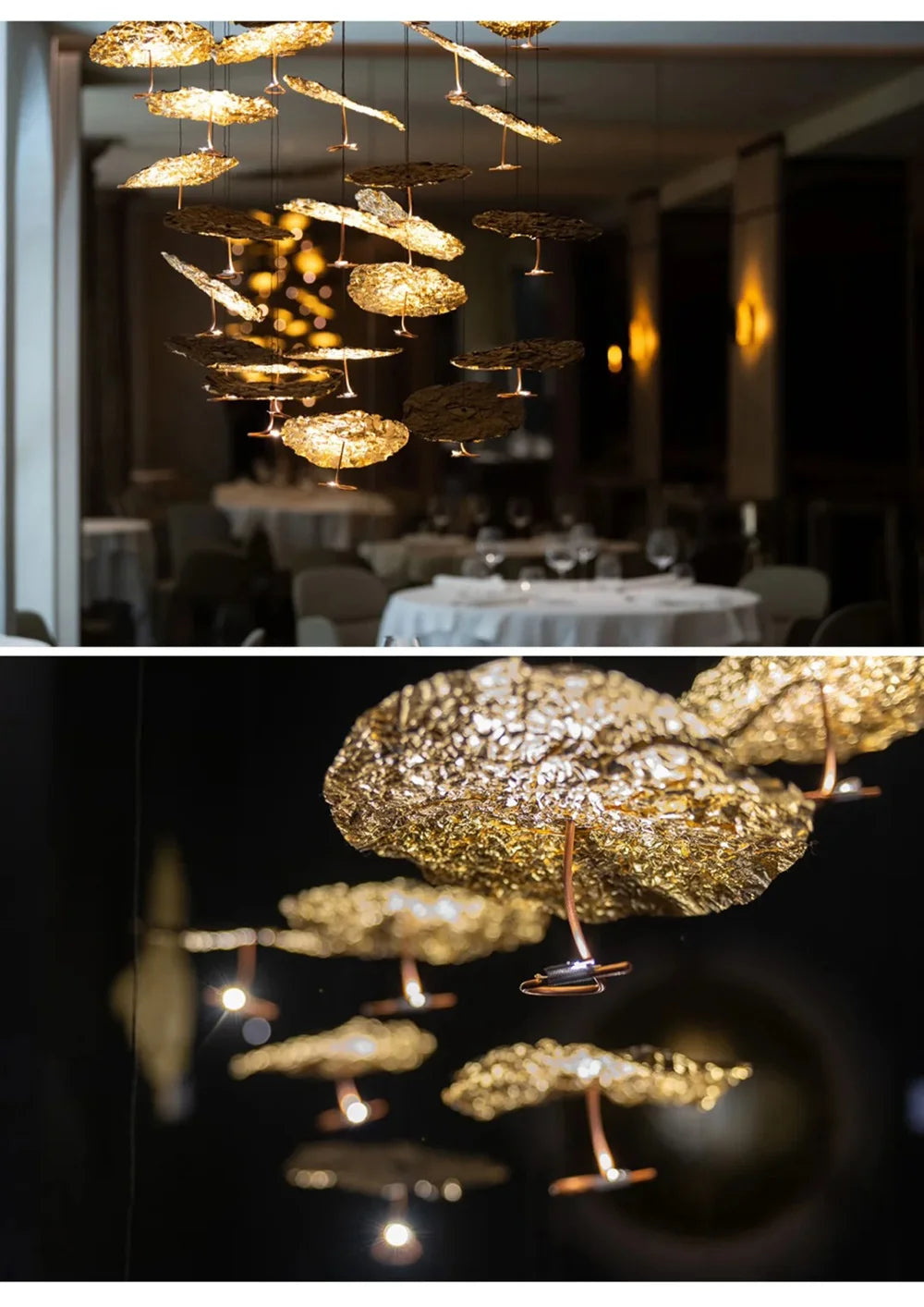 Modern Loft Copper Pendant Light Lotus Chandelier Indoor Lighting LED Ceiling Lamp for Living Dining Room Home Decoration