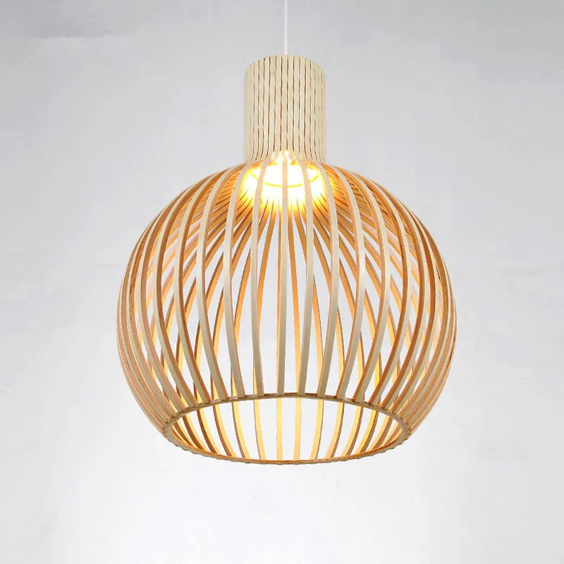 Japanese Retro Wooden Birdcage Pendant Light Creative Restaurant Rural Restaurant Tatami Lamp Pendant Light Home Decor Lighting